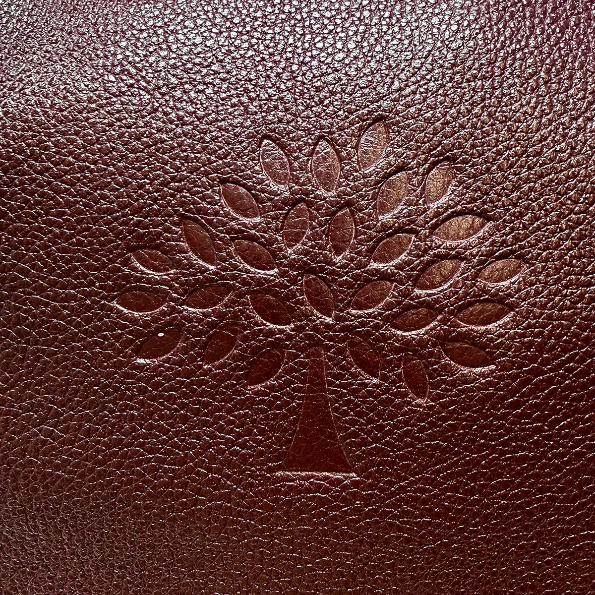 Mulberry Pebble Leather Tote with Embossed Tree Motif