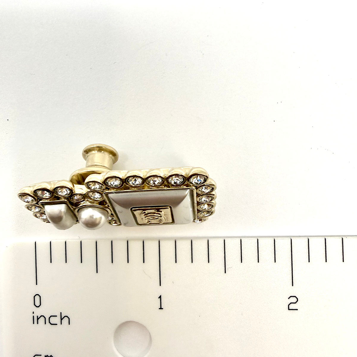 Chanel "Perfume Bottle" Pin with Faux Pearl and Crystal