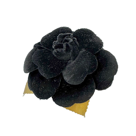 Chanel Vintage Velvet Camelia Brooch