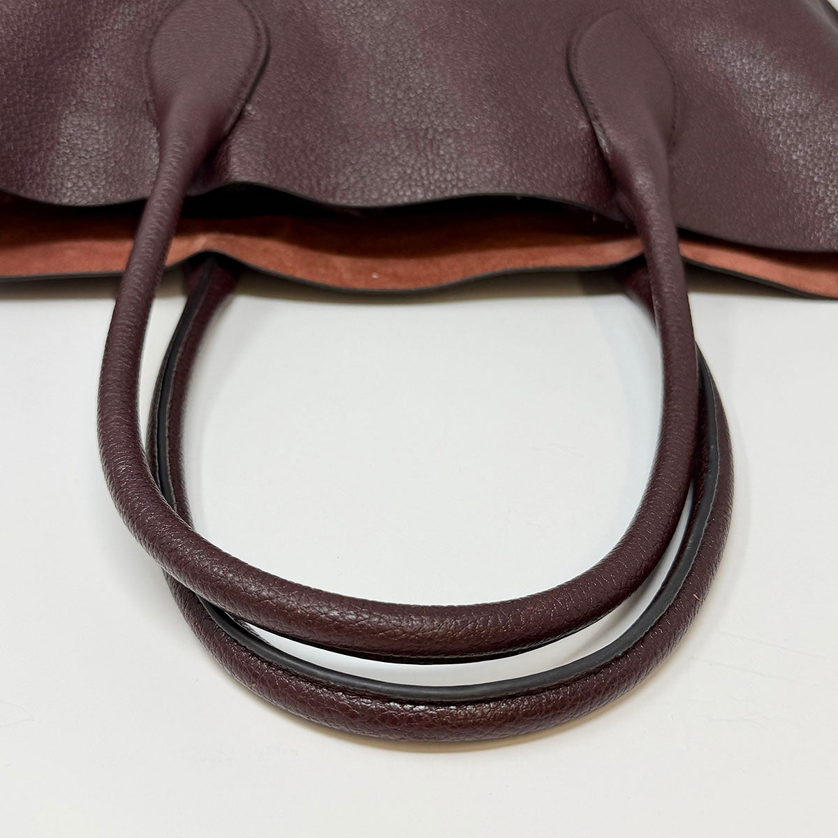 Mulberry Pebble Leather Tote with Embossed Tree Motif