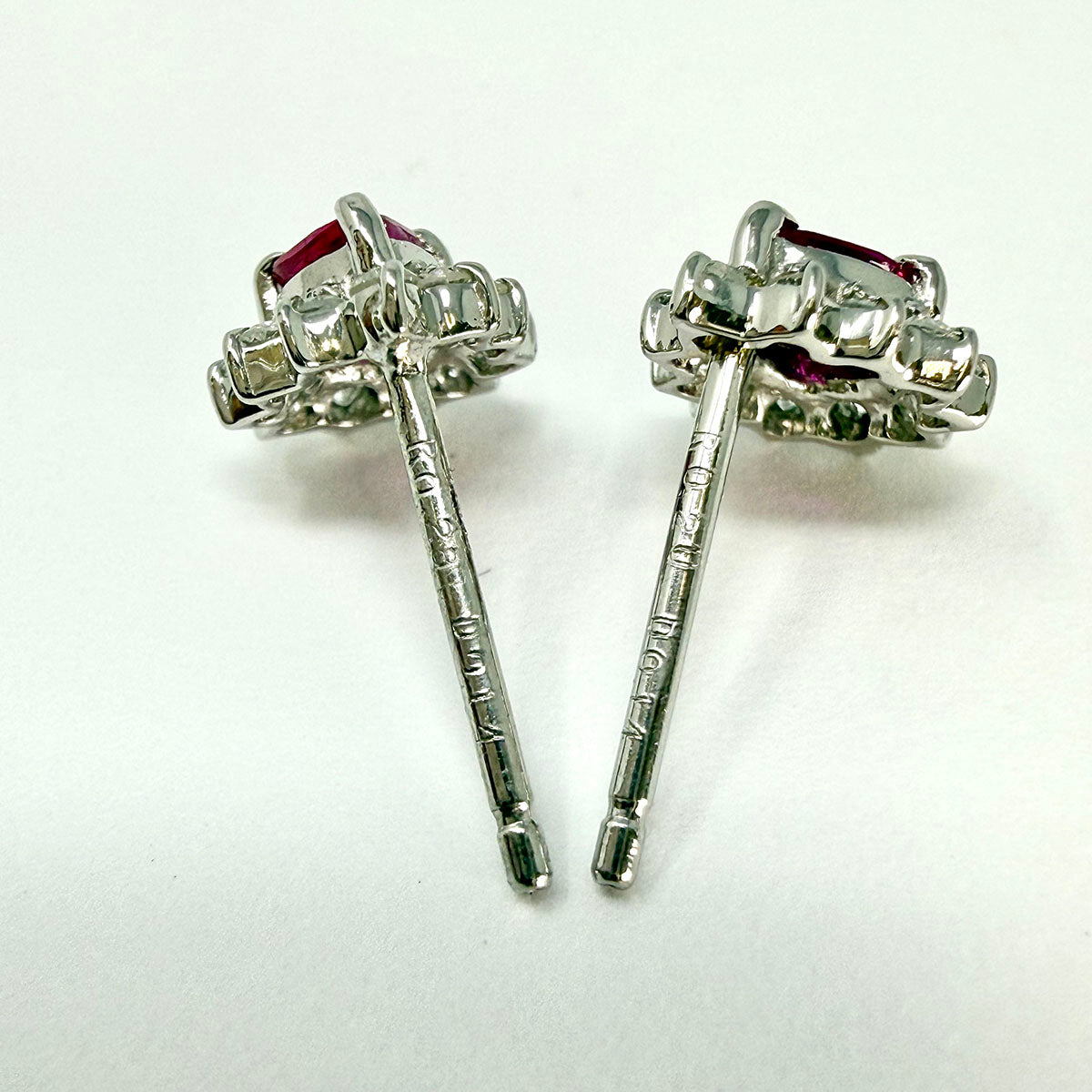 Ruby and Diamond Platinum Earrings