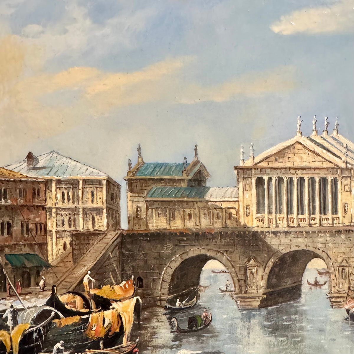 Framed Landscape Painting "Rialto Bridge in Venice"