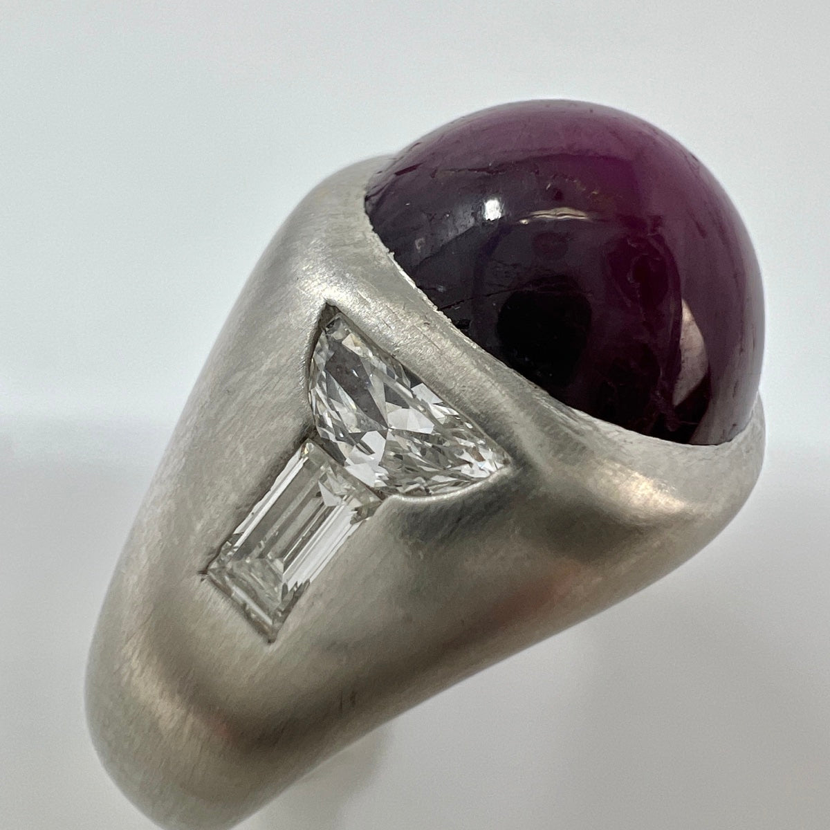 Platinum Ring with Star Ruby and Diamonds