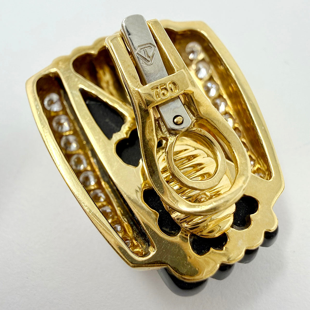 Charles Turi 18K Gold Clip-on Earrings with Onyx and Diamonds