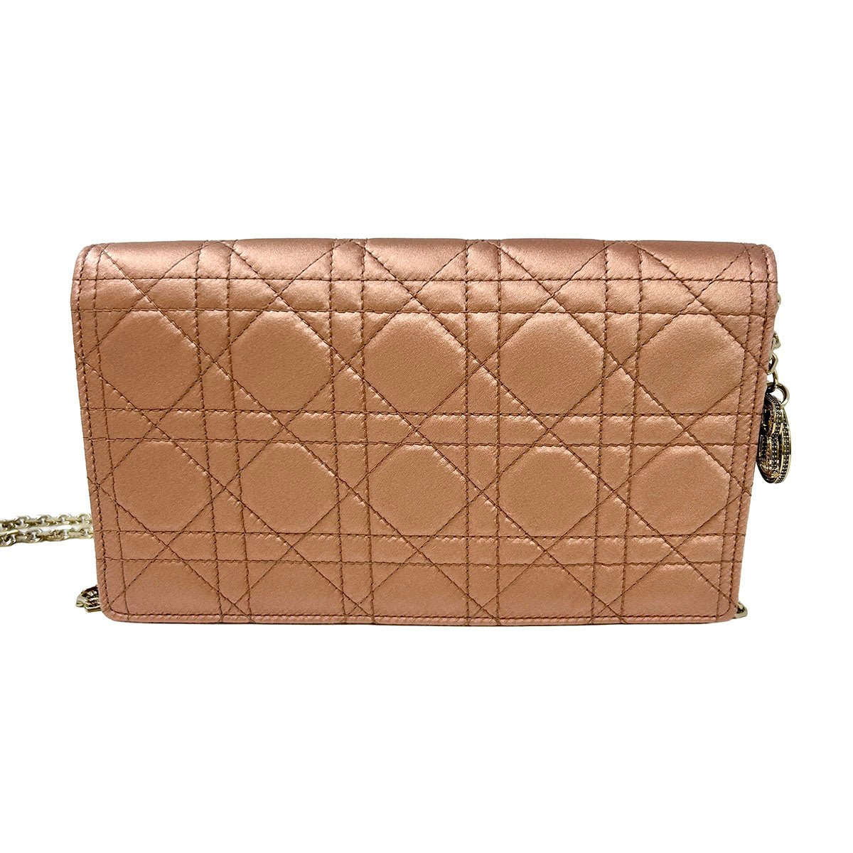 Christian Dior Satin Cannage Wallet on Chain