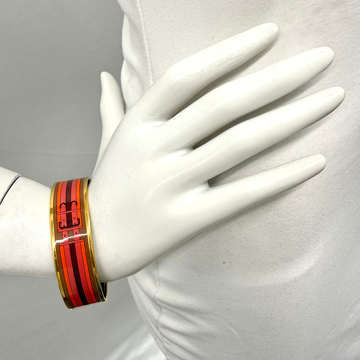 Hermes Wide Enamel Bangle Bracelet