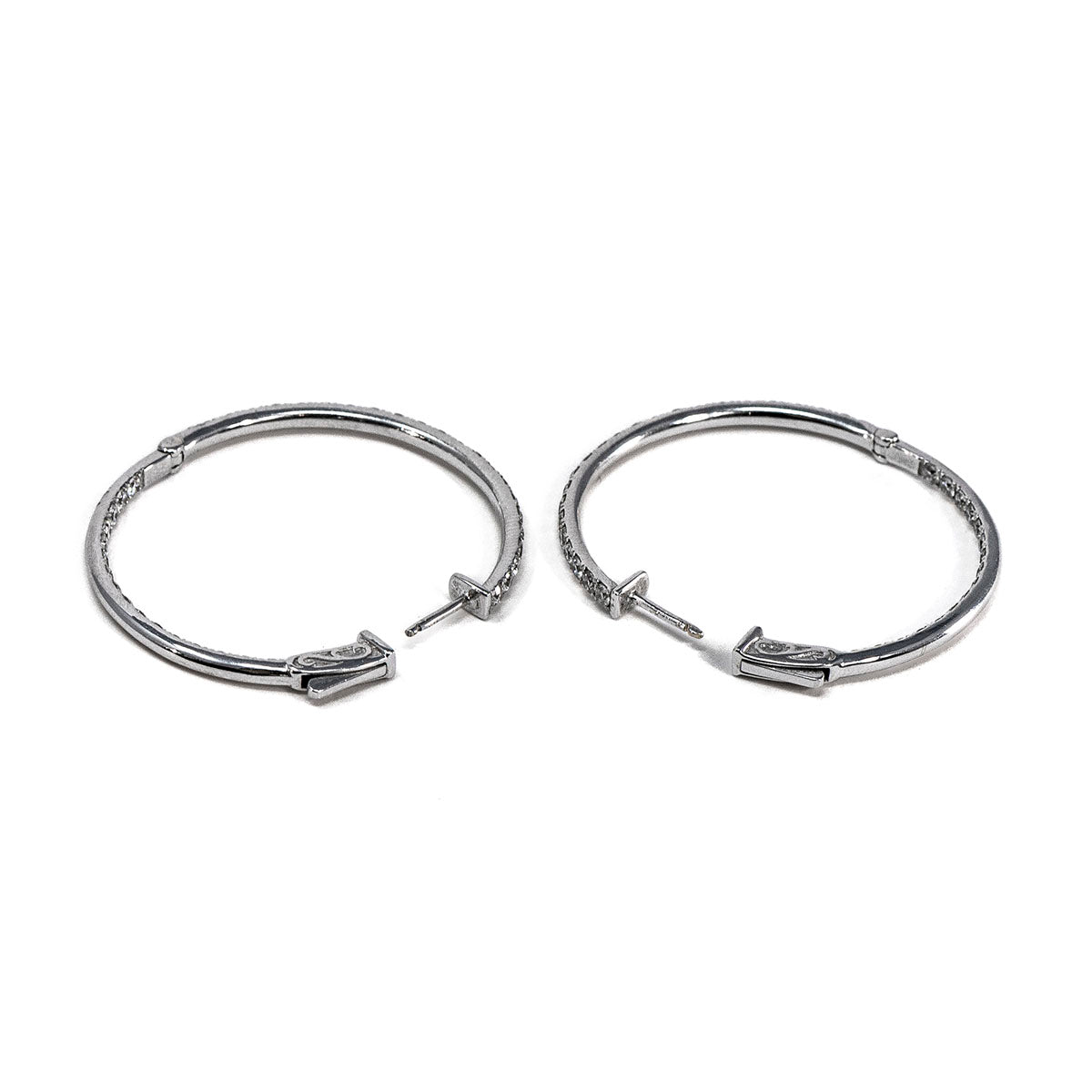 14K White Gold Diamond Inside Out Hoop Earrings
