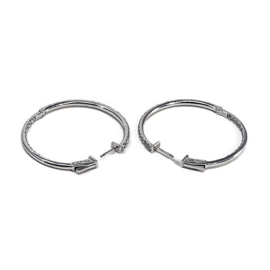 14K White Gold Diamond Inside Out Hoop Earrings