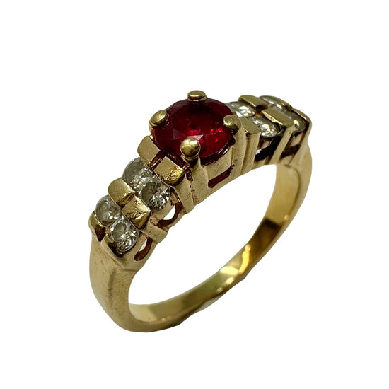 14K Gold Ring with Ruby and Diamond