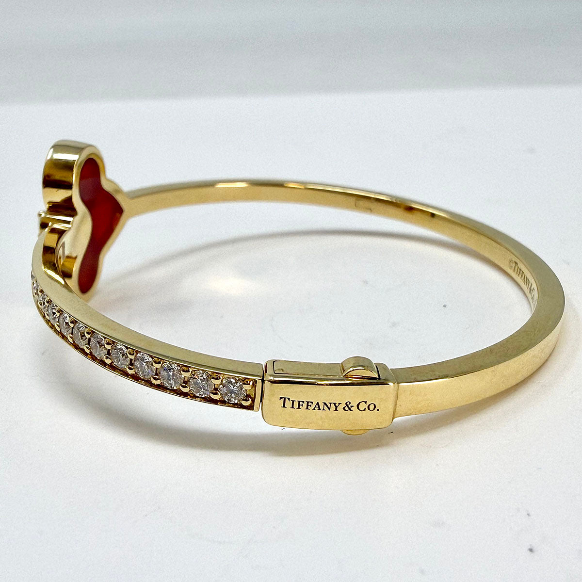 Tiffany & Co. Fleur-de-Lis Diamond and Carnelian Hinged Bracelet