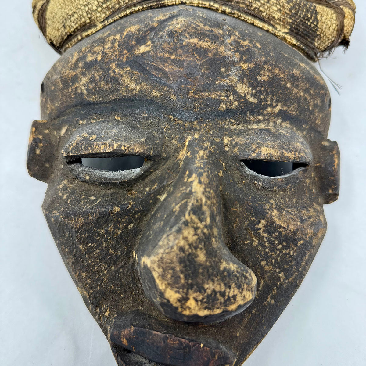 Wood Mask with Weaved Headdress from the Congo
