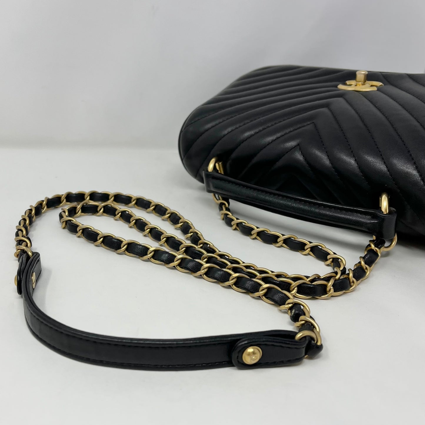 Chanel Reverse Chevron  Top Handle Bag