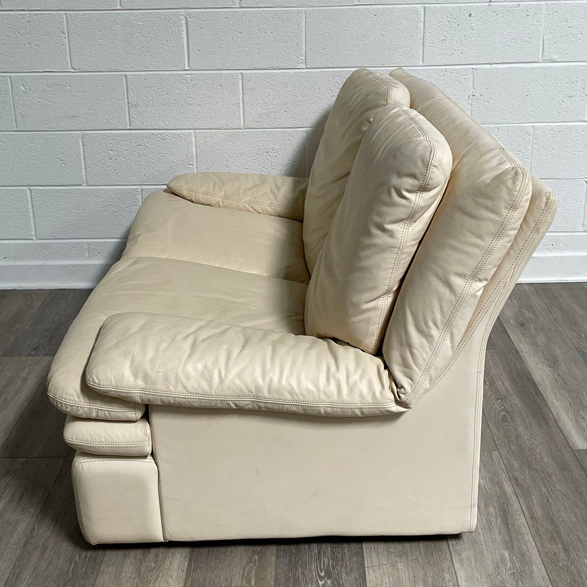 Cream Leather Loveseat
