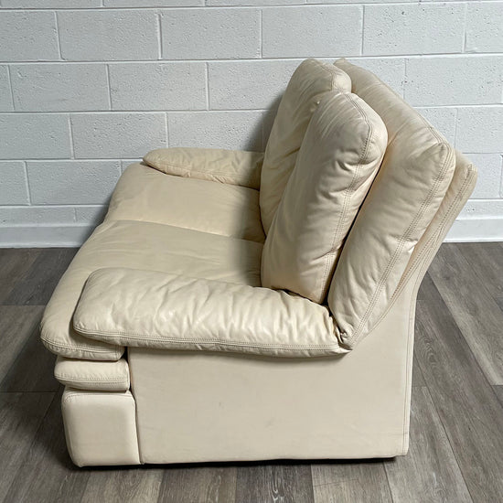 Cream Leather Loveseat