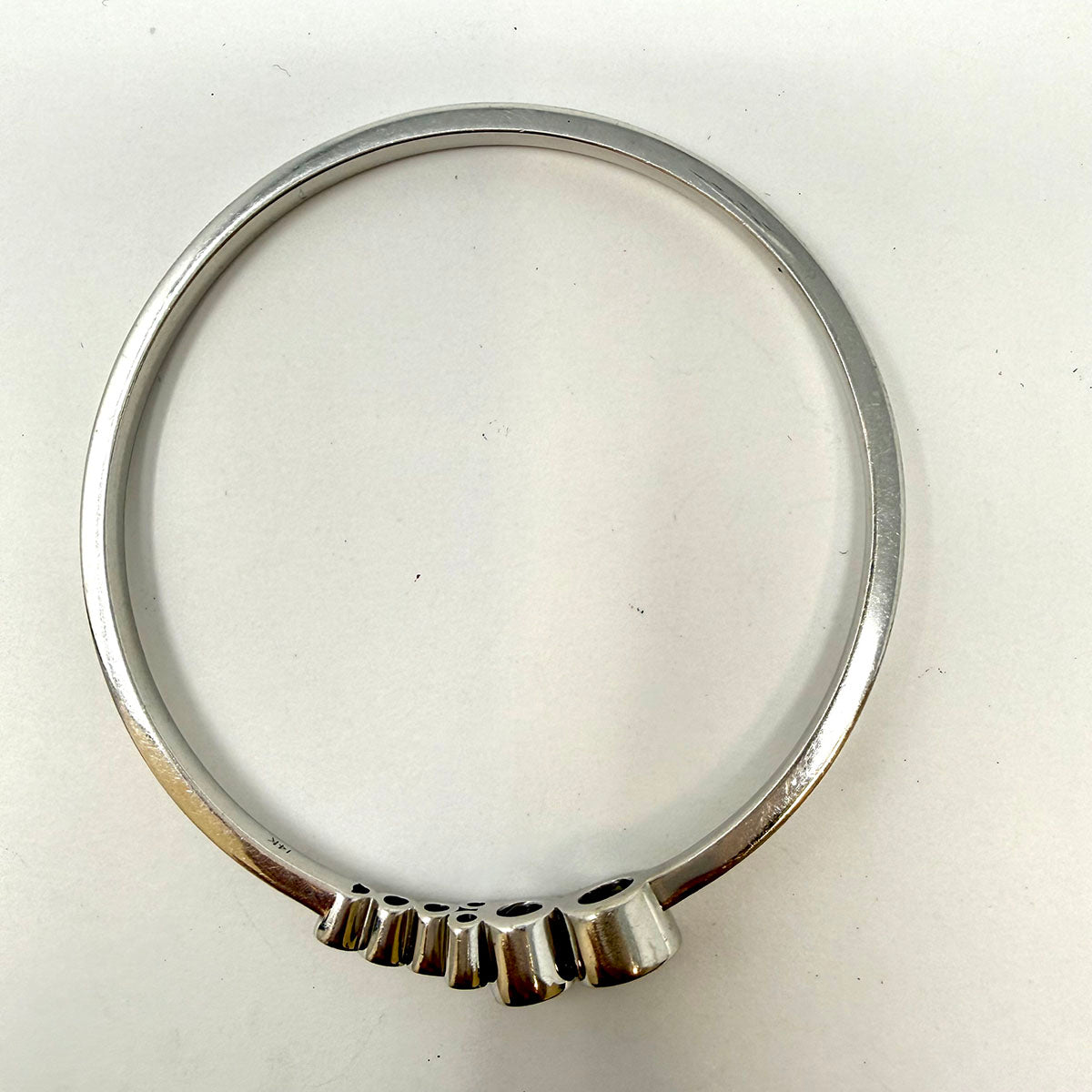 14K White Gold Diamond Bangle