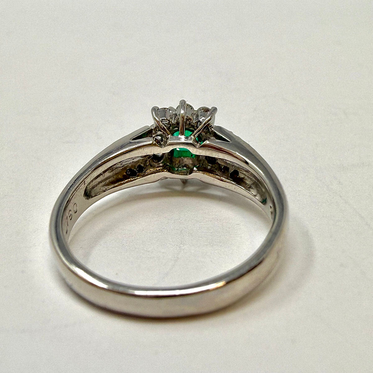 Platinum, Emerald and Diamond Ring