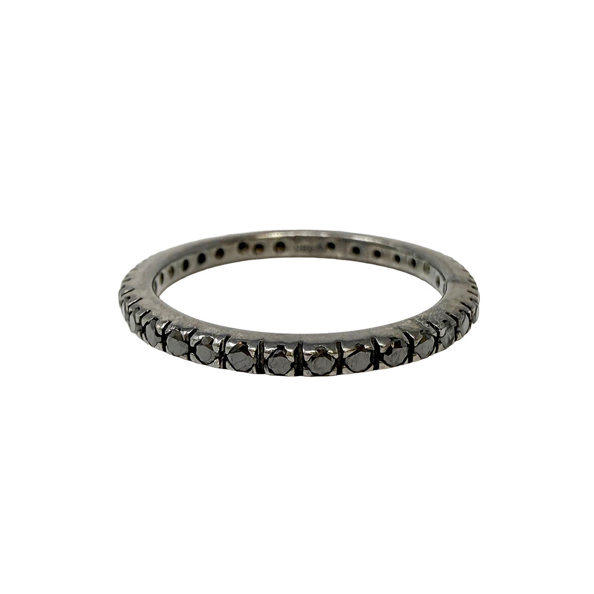 14K White Gold Black Diamond Eternity Band