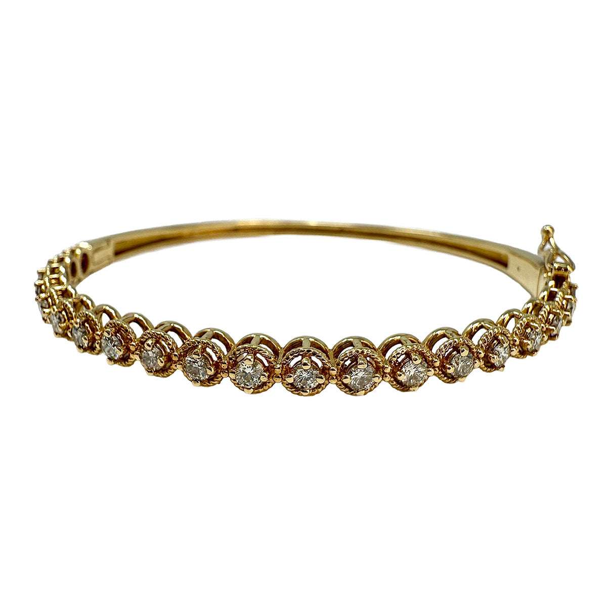14K Gold Hinged Bracelet with Diamond