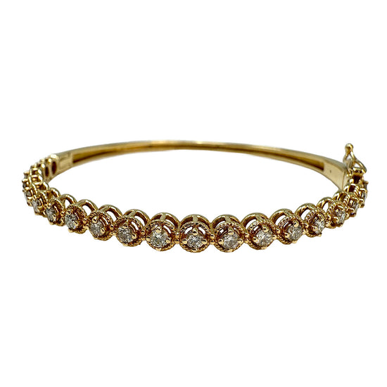 14K Gold Hinged Bracelet with Diamond