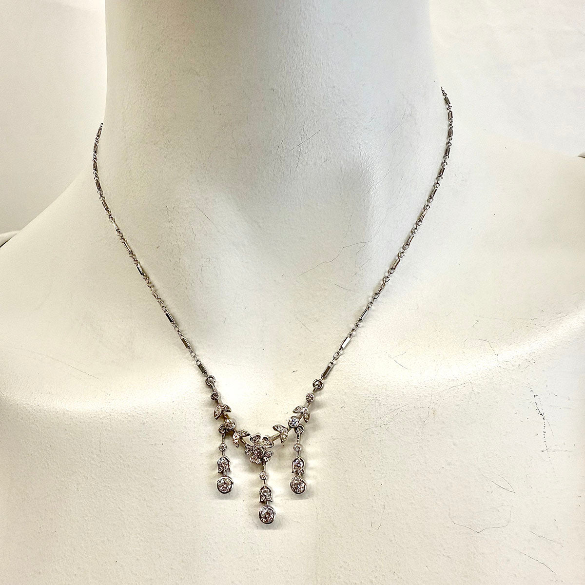 K. Goldschmidt 14K White Gold Necklace with 27 Diamonds