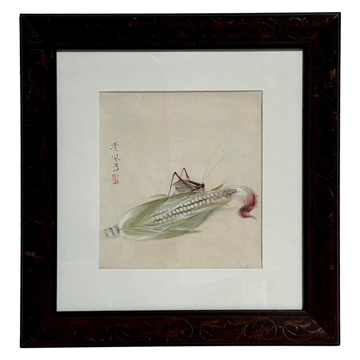 "Grasshopper on Corn" Etching