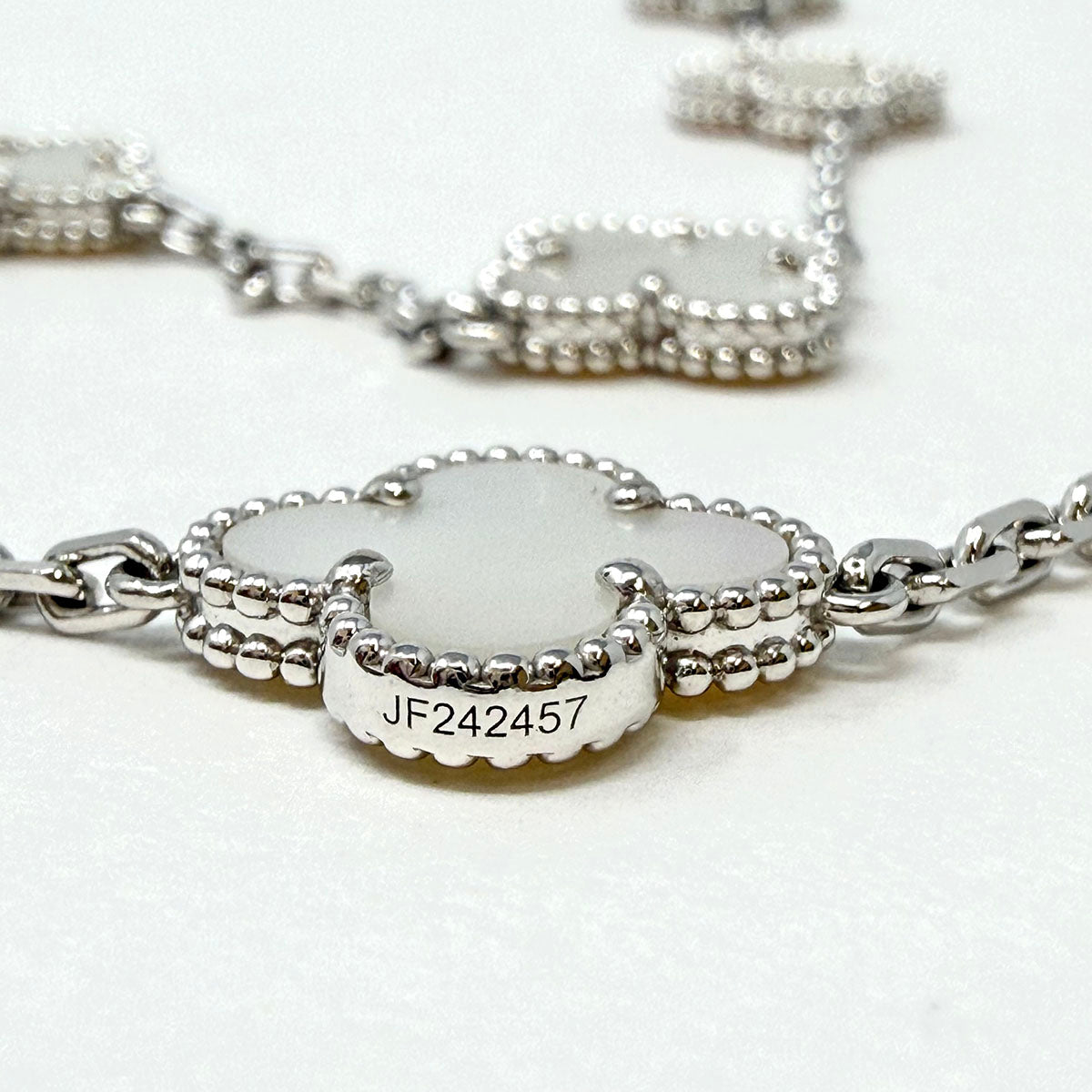 Van Cleef & Arpels 18K White Gold 10 Motif Vintage Alhambra MOP Necklace