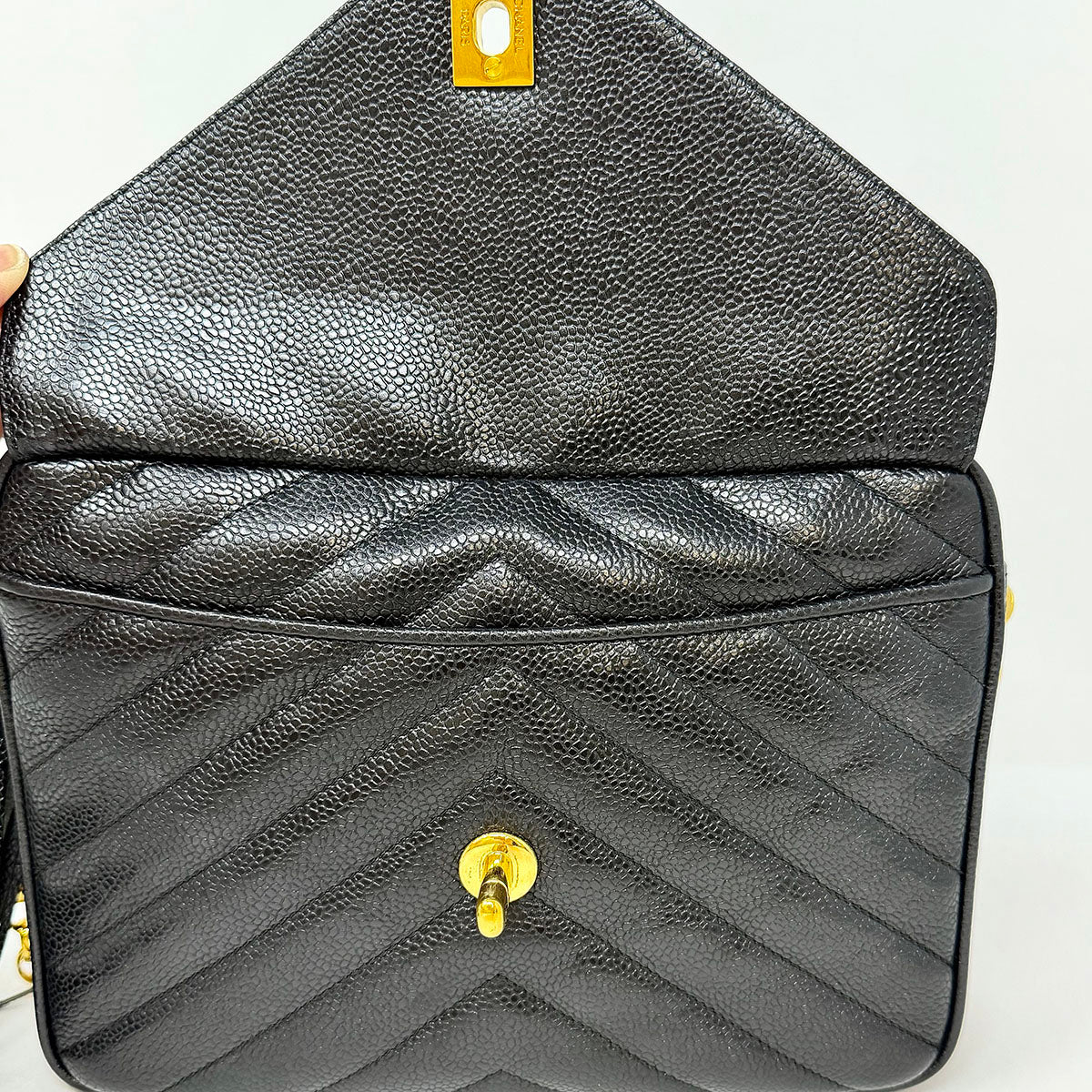 Chanel Vintage Chevron Caviar Camera Bag