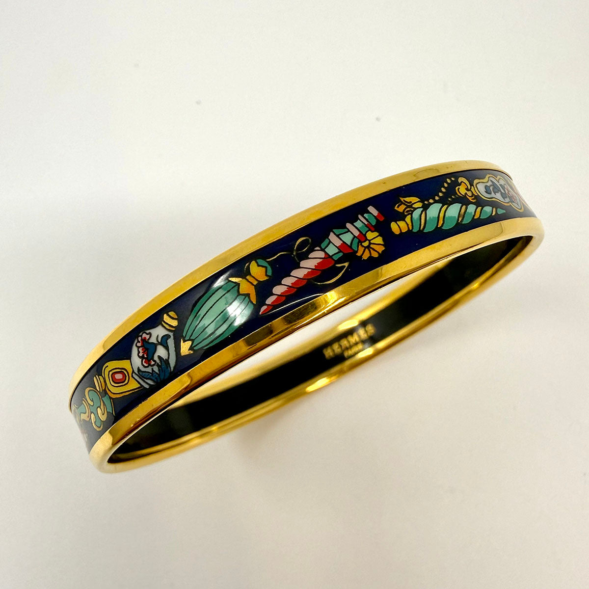 Hermes Narrow Enamel Bangle Bracelet
