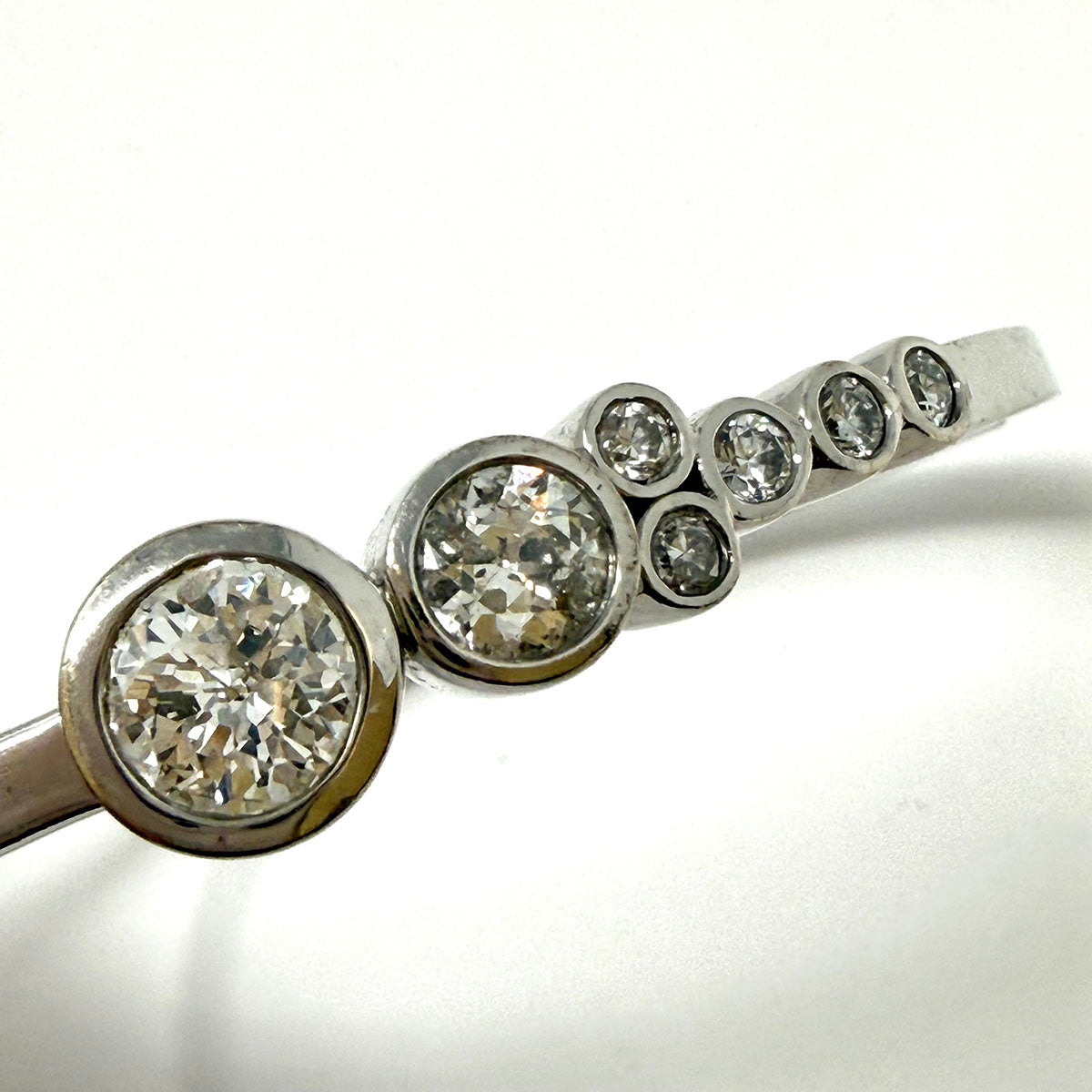 14K White Gold Diamond Bangle