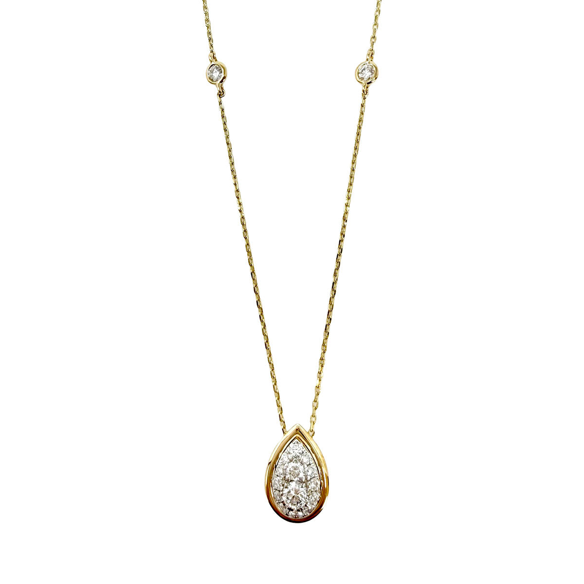14K Gold Necklace with Pave Diamond Pendant