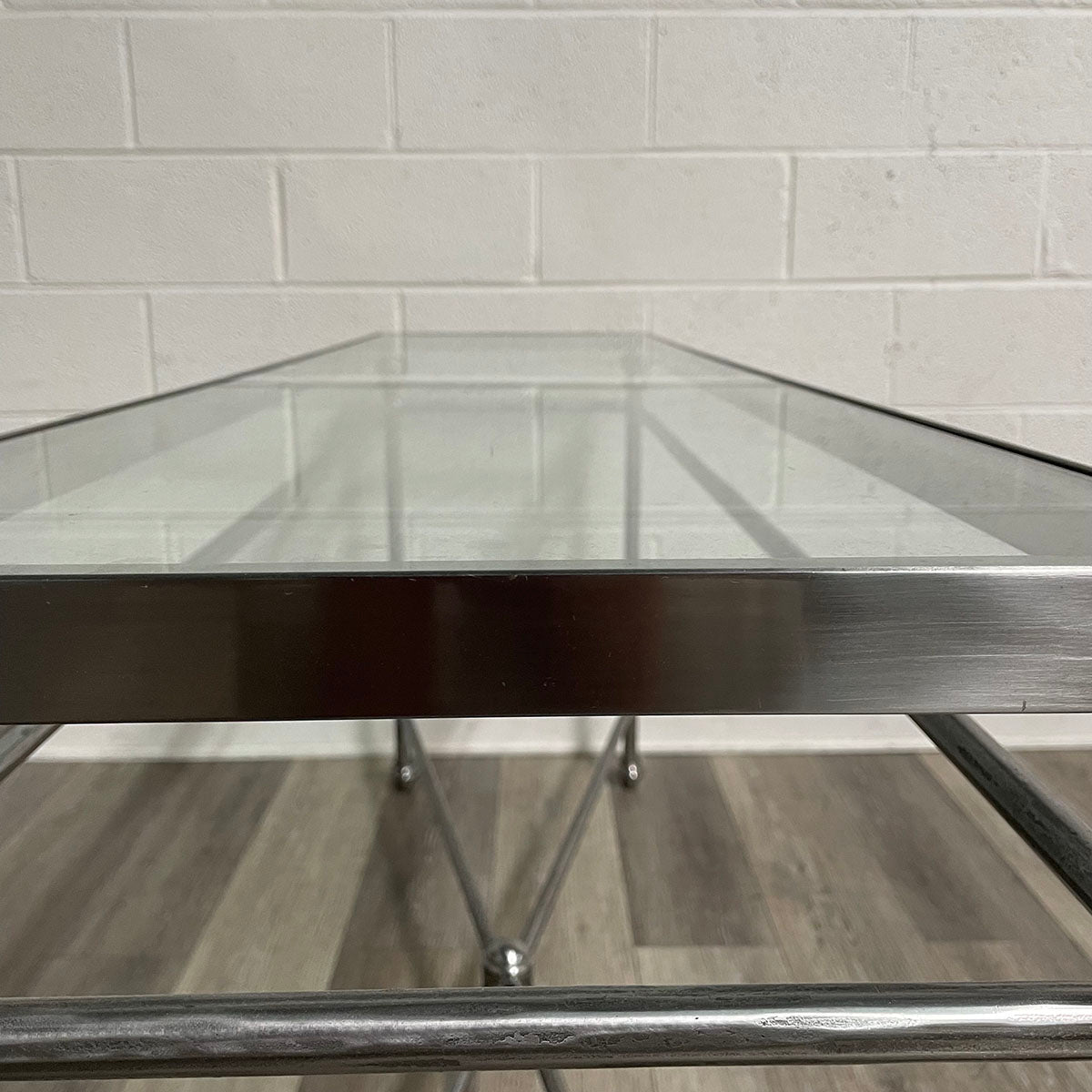 Glass-Top Console Table with Metal Frame