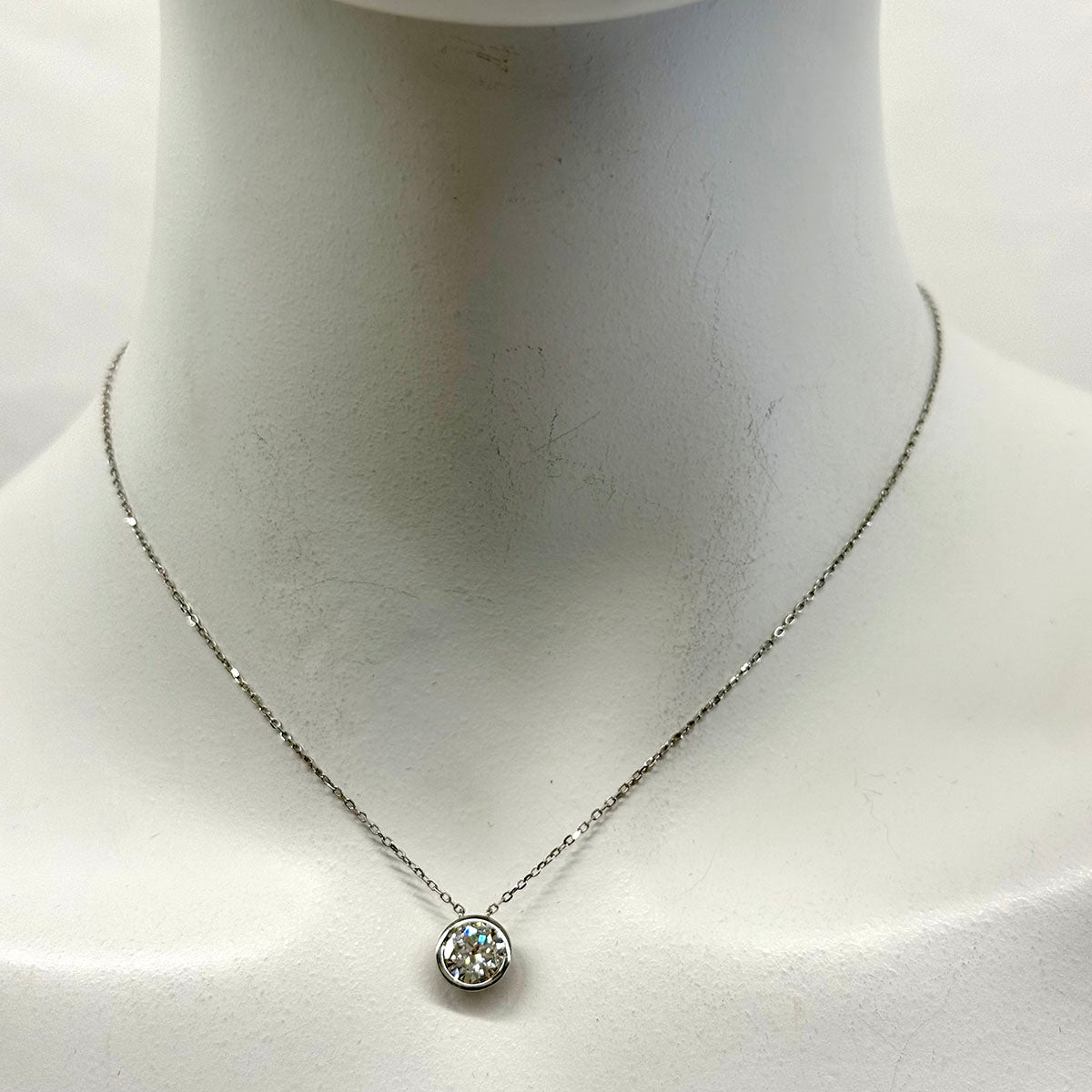 2ct Moissanite Round Bezel Set Pendant Necklace