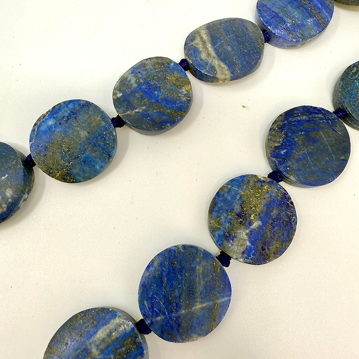 Adjustable Oval Lapis Disk Necklace