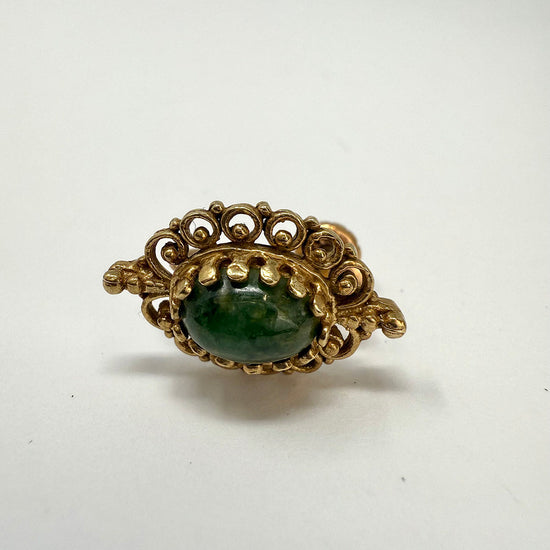 14K Gold Earrings with Jade