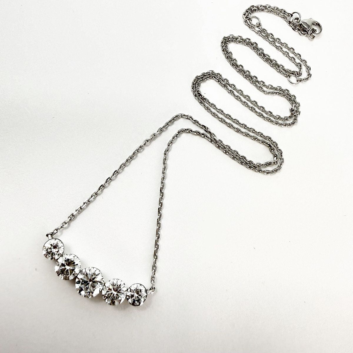 14K White Gold 18" Necklace with 5  Lab Grown Diamonds