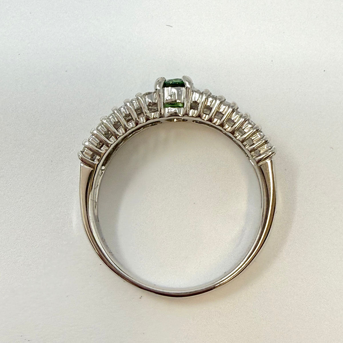 Platinum Garnet and Diamond Ring
