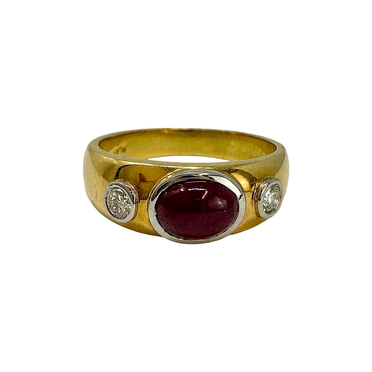 18K Gold Ring with Ruby and 2 Diamonds