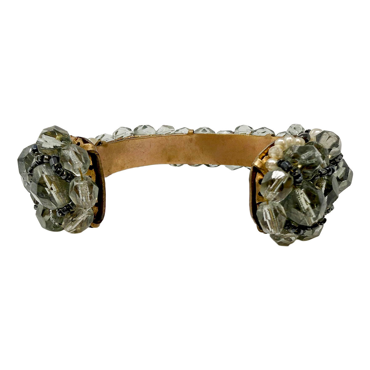 Coppola e Toppo Metal Cuff Bracelet with Grey Crystal Beads