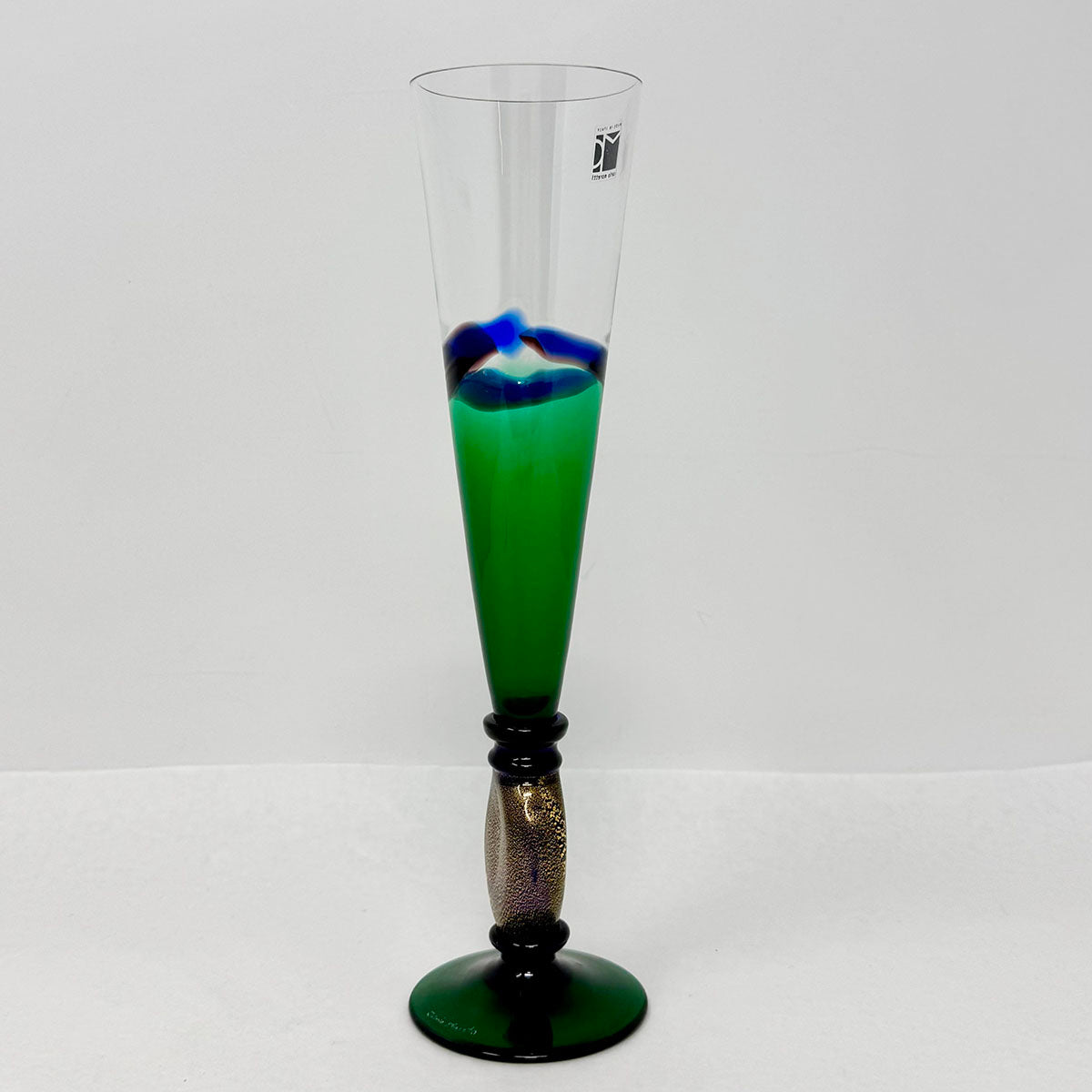 Art Glass Champagne Flute, Signed