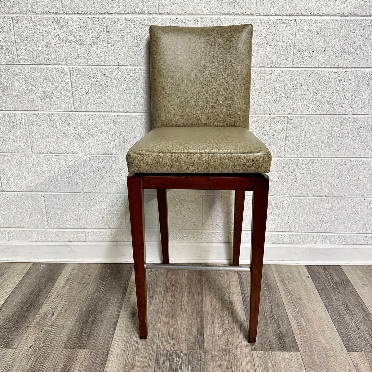 A. Rudin Set of 5 Leather Swivel Bar Stools