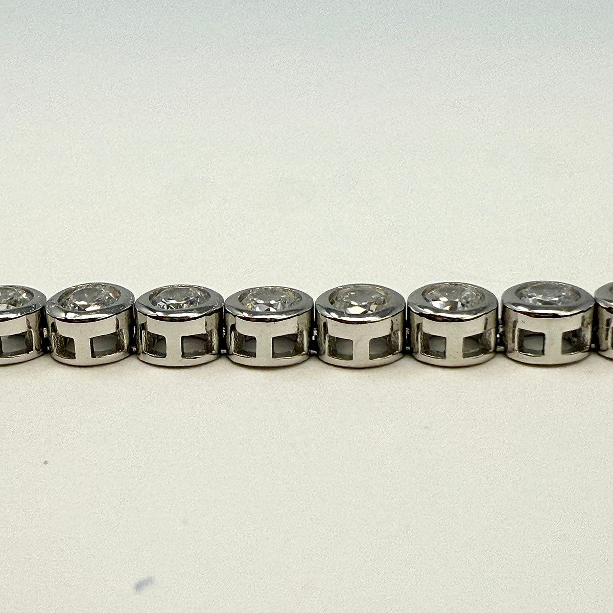 7" Bezel Set Round CZ Rhodium-plated Tennis Bracelet