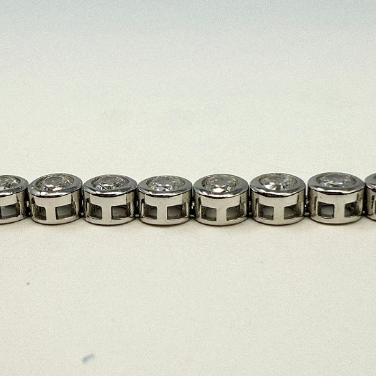 7" Bezel Set Round CZ Rhodium-plated Tennis Bracelet