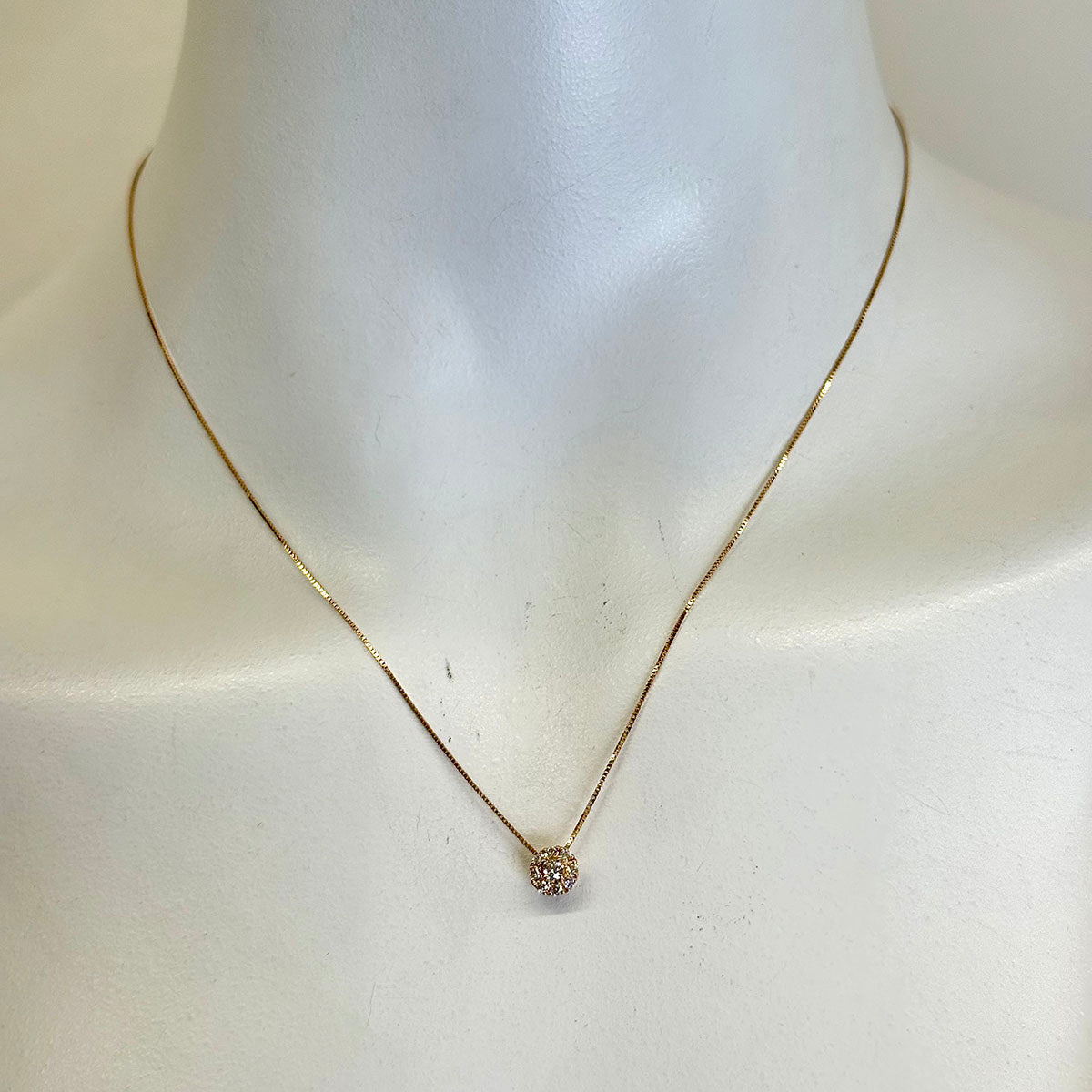 Rose Gold Necklace with Diamond Flower Pendant