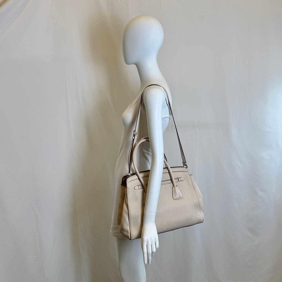 Prada Vitello Daino Pebbled Leather Frame Satchel