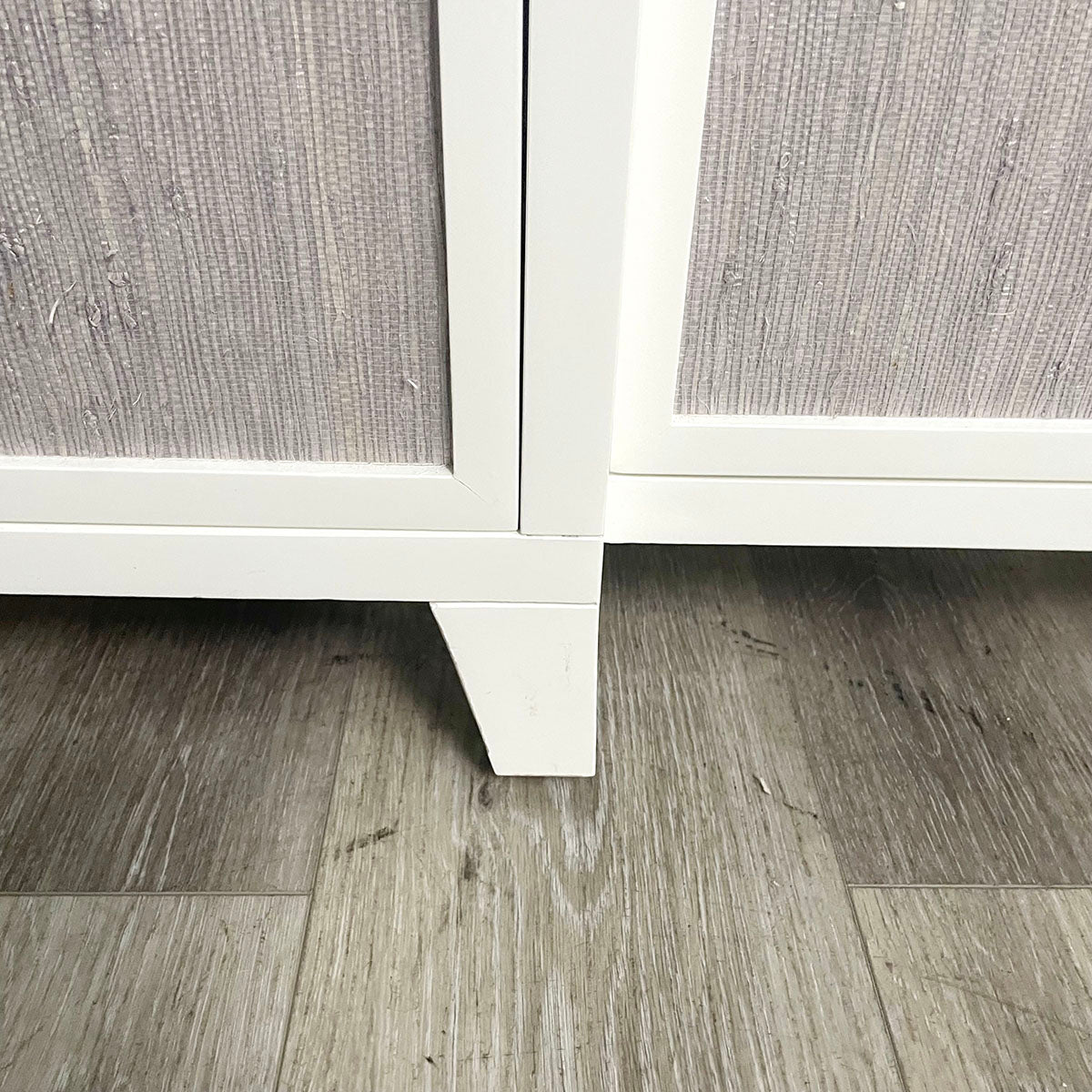 White Wood Sideboard with Raw Silk Panels