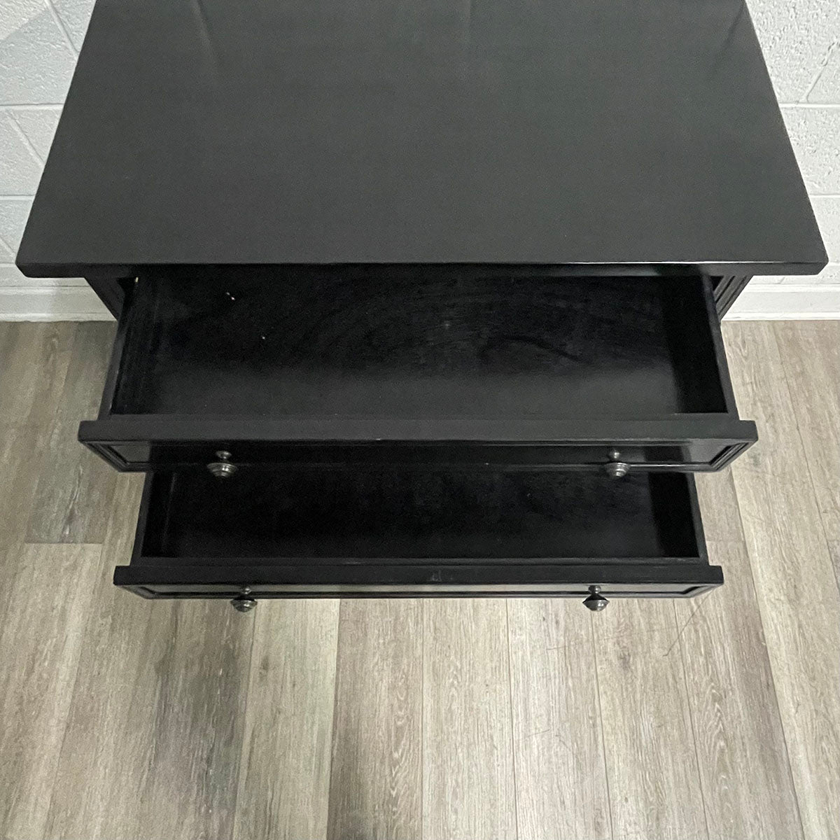 Black Wood 2-Drawer Side Table