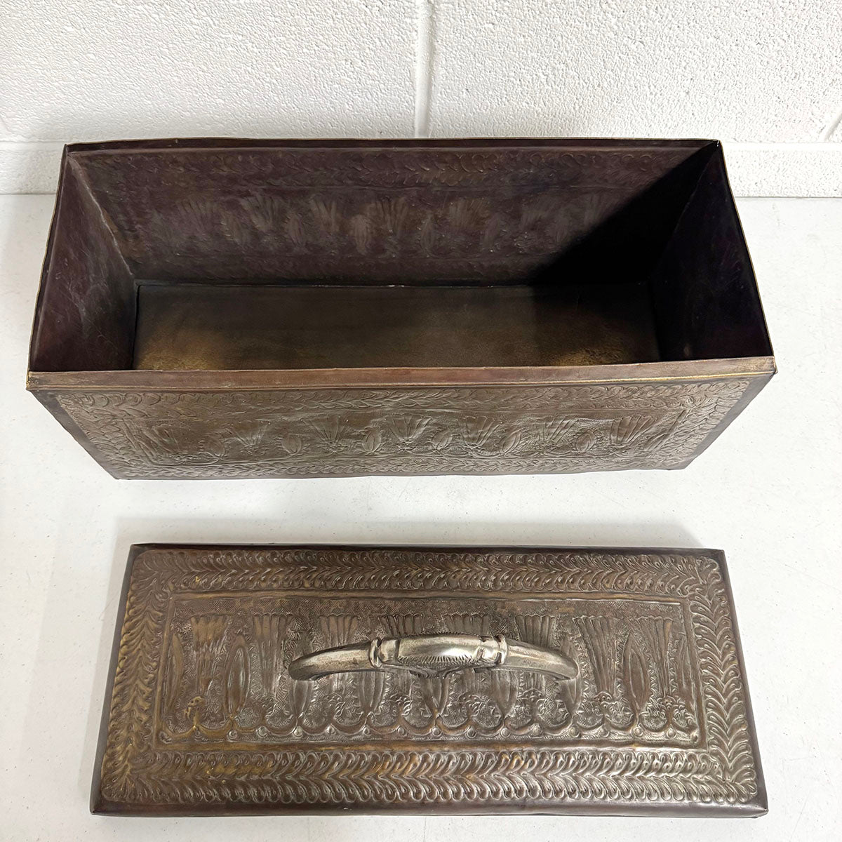 Large Etched Metal Box with Lid