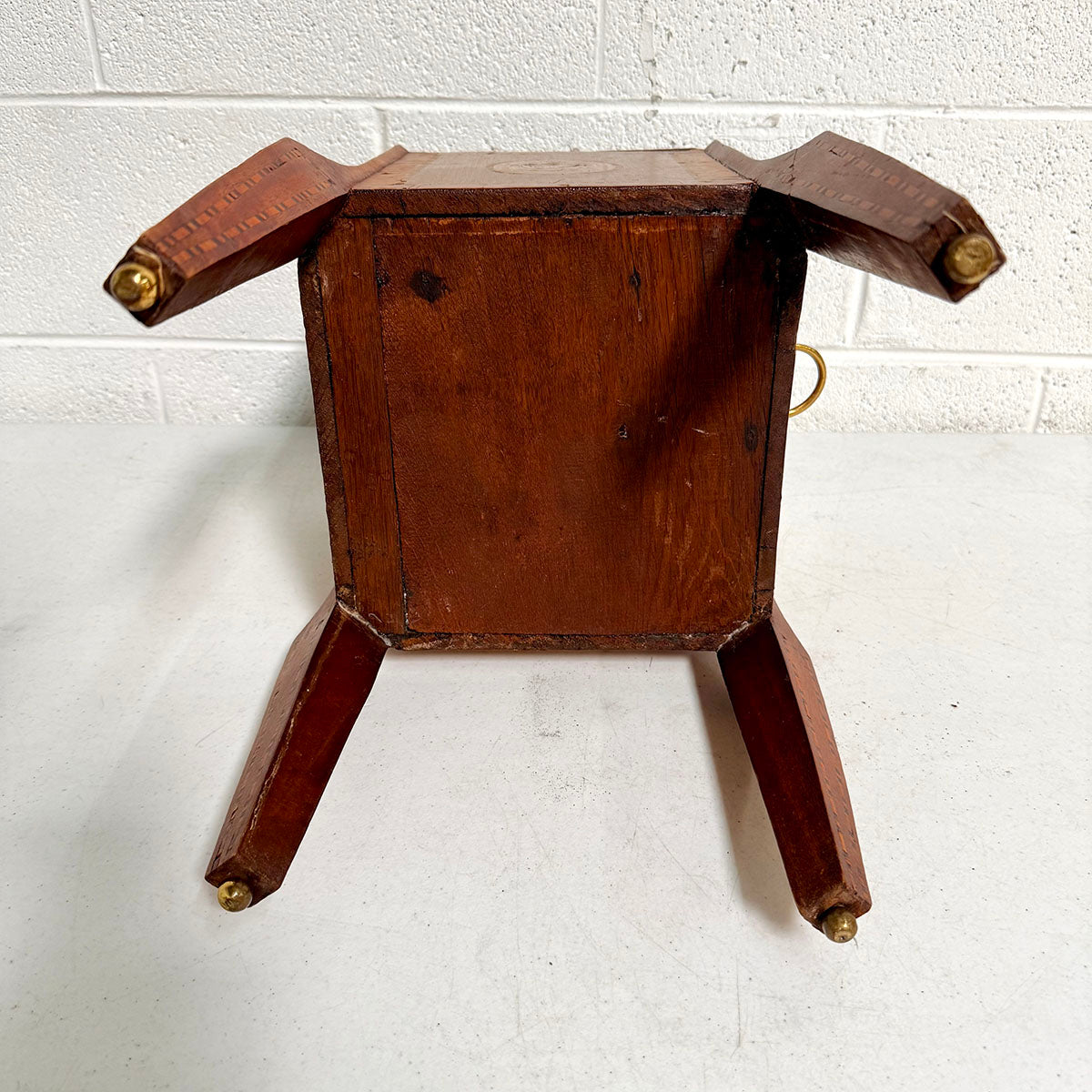 Inlaid Wood Jardiniere with Metal Accents
