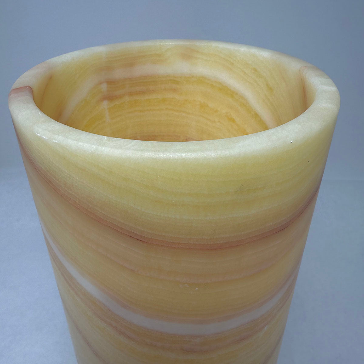 Cylindrical Shape Alabaster Table  Lamp, 12"