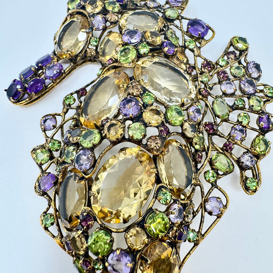 Iradj Moini Crystal and Rhinestone Gold Plated Seahorse Brooch